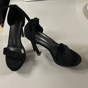 Black heels with ankle strap size 38 7 1/2 -8
